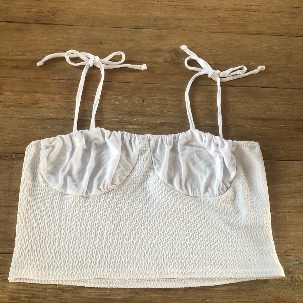 Nasty Gal crop white strappy tank one size boho